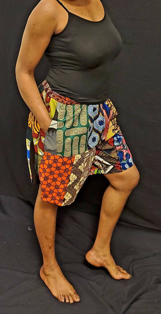 African Print Patch Shorts size XL/18.