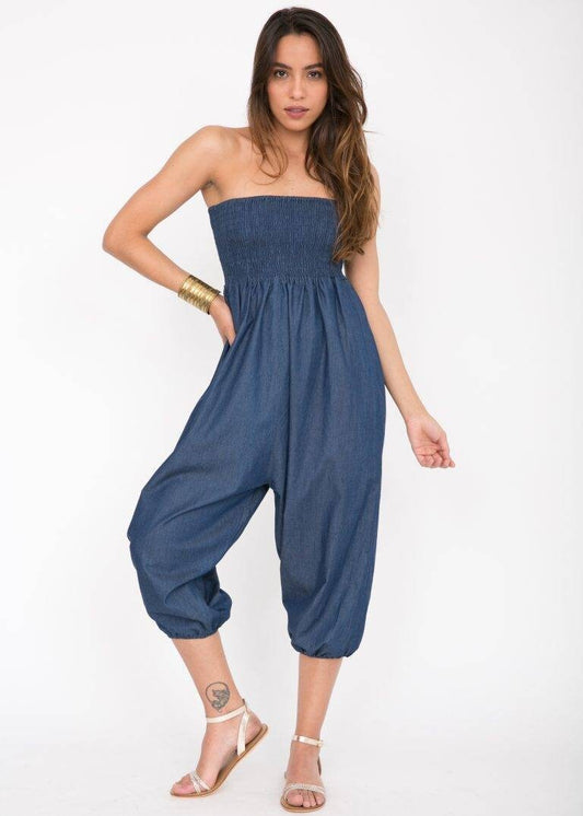 Denim Harem Yoga Pants/Kente Harem Elastic High Waist Pants.
