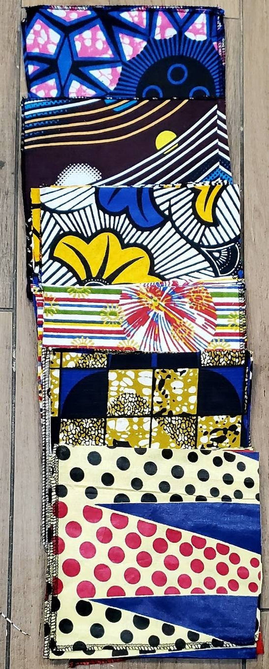 Ankara African Print 24pcs Bulk of 6"×6" squares assorted.