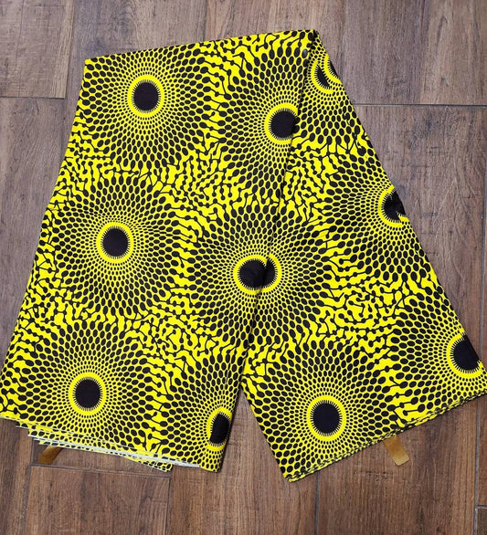 Ankara Circular African Print Fabric Wax, Record Gramophone. Sold by Yd or Bulk 6 Yd.