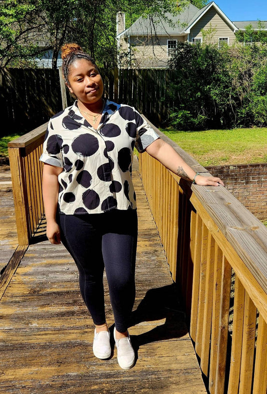 Italian Cotton Tunic  Polka Dot, Medium.
