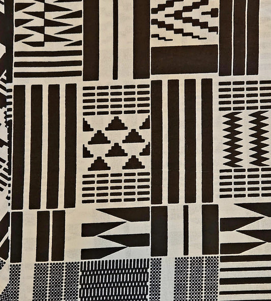 Black White Kente Fabric/ African Print Fabric 6 yards.