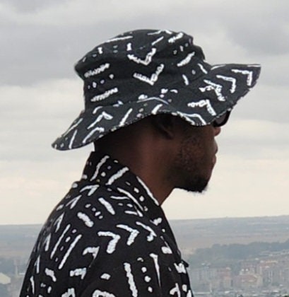 Mudcloth Bucket Hat. Unisex Mud cloth Hat/Brim circumference 24/25".