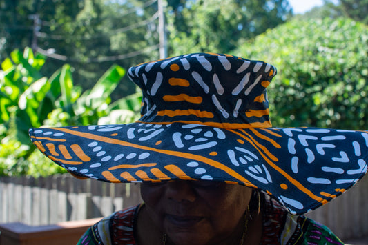 Ankara, Classic Fabric Sun/Summer hat 100%Cotton, Wide Brim.