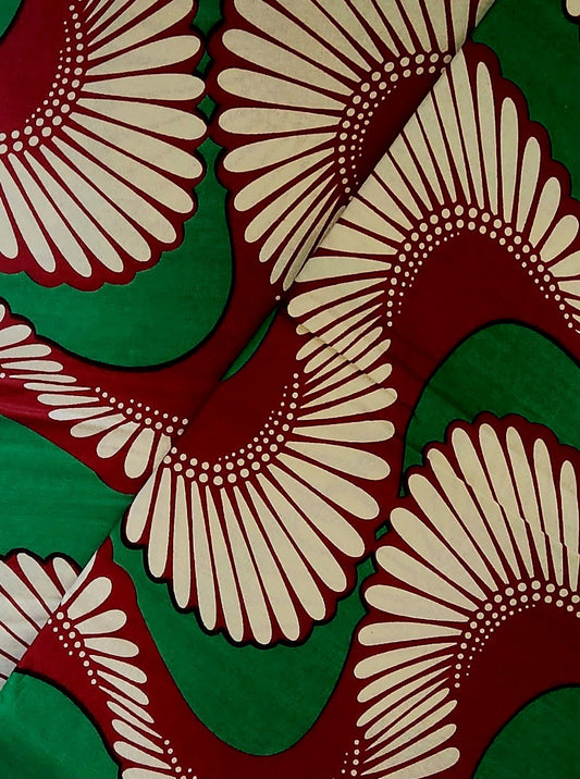 Green Swirl Ankara Cotton Fabric/African Print Fabric 100% Cotton 6 Yards.