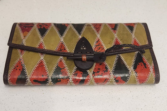 African Leather Women Wallet/Authentic Quilted Leather Wallet. Hand crafted Leather wallet, w/ genuine goat leather.