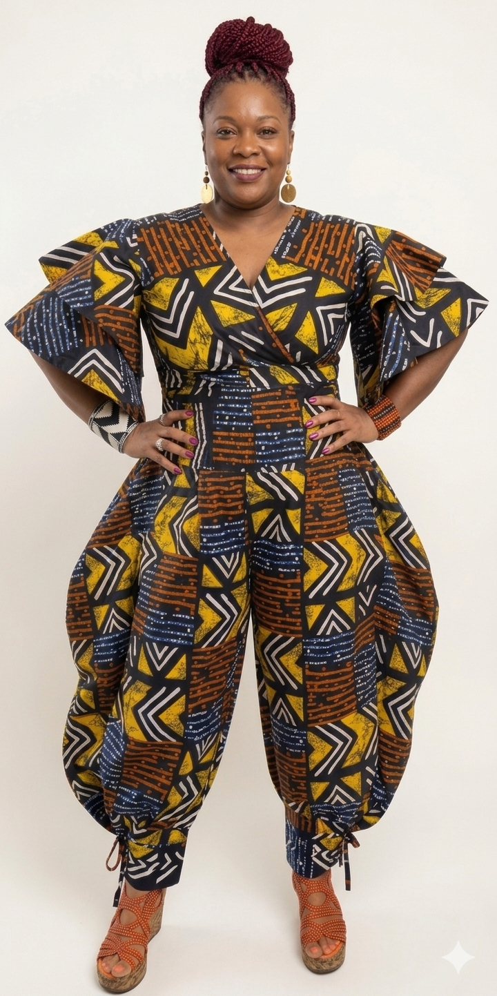 Ankara Crop Top Pantset with Headwrap/African Boho Pants and Medium Wrap Top. Sold whole or seperate.