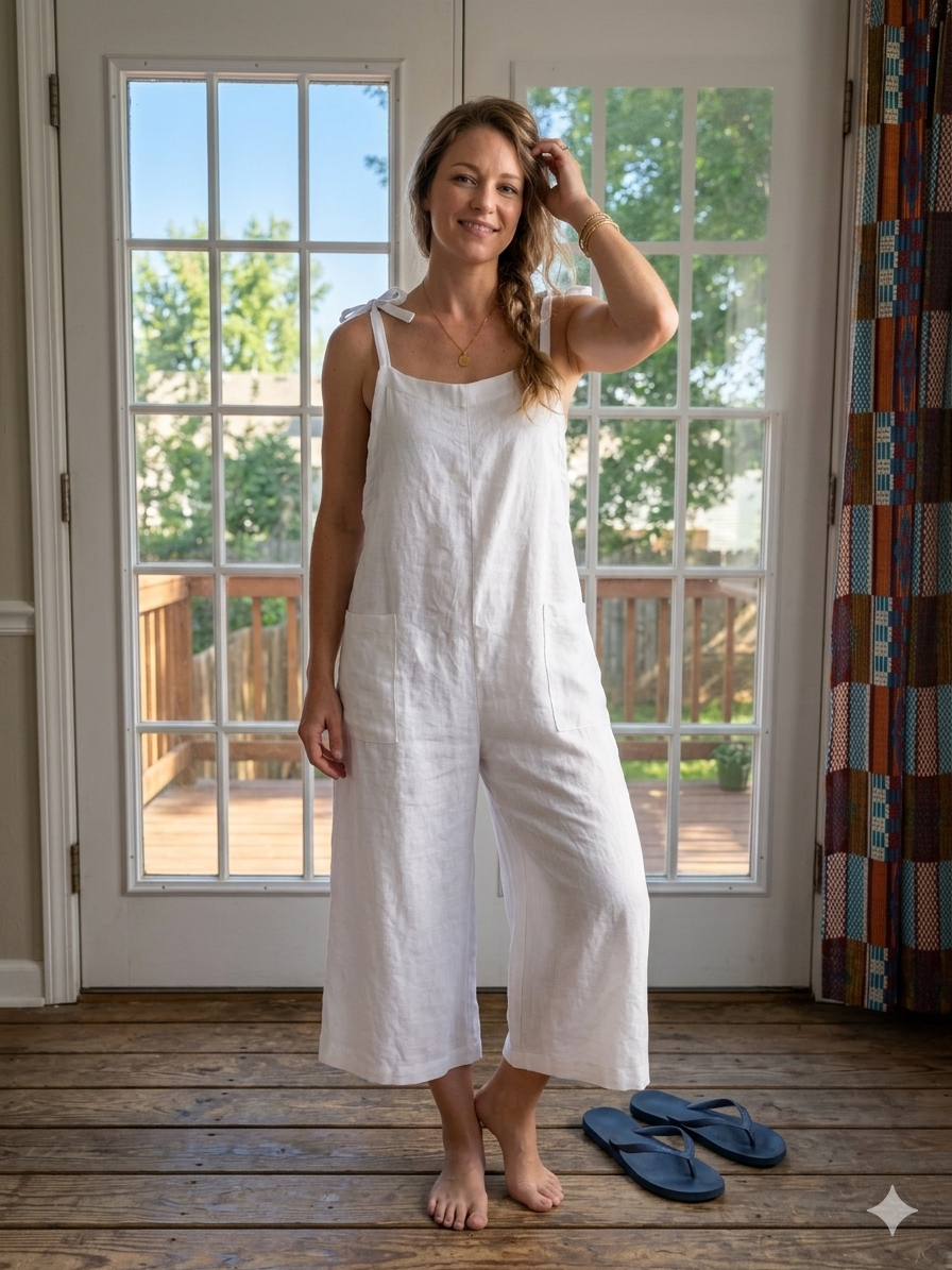 Linen Jumpsuit made in Italy, fits S-L.