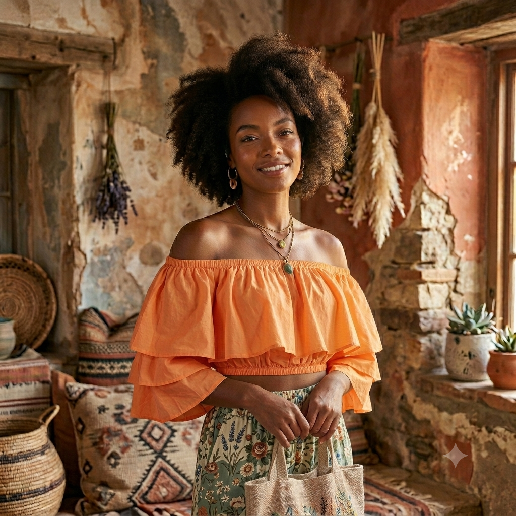 The Ultimate Boho Ruffle Off-Shoulder Crop Top