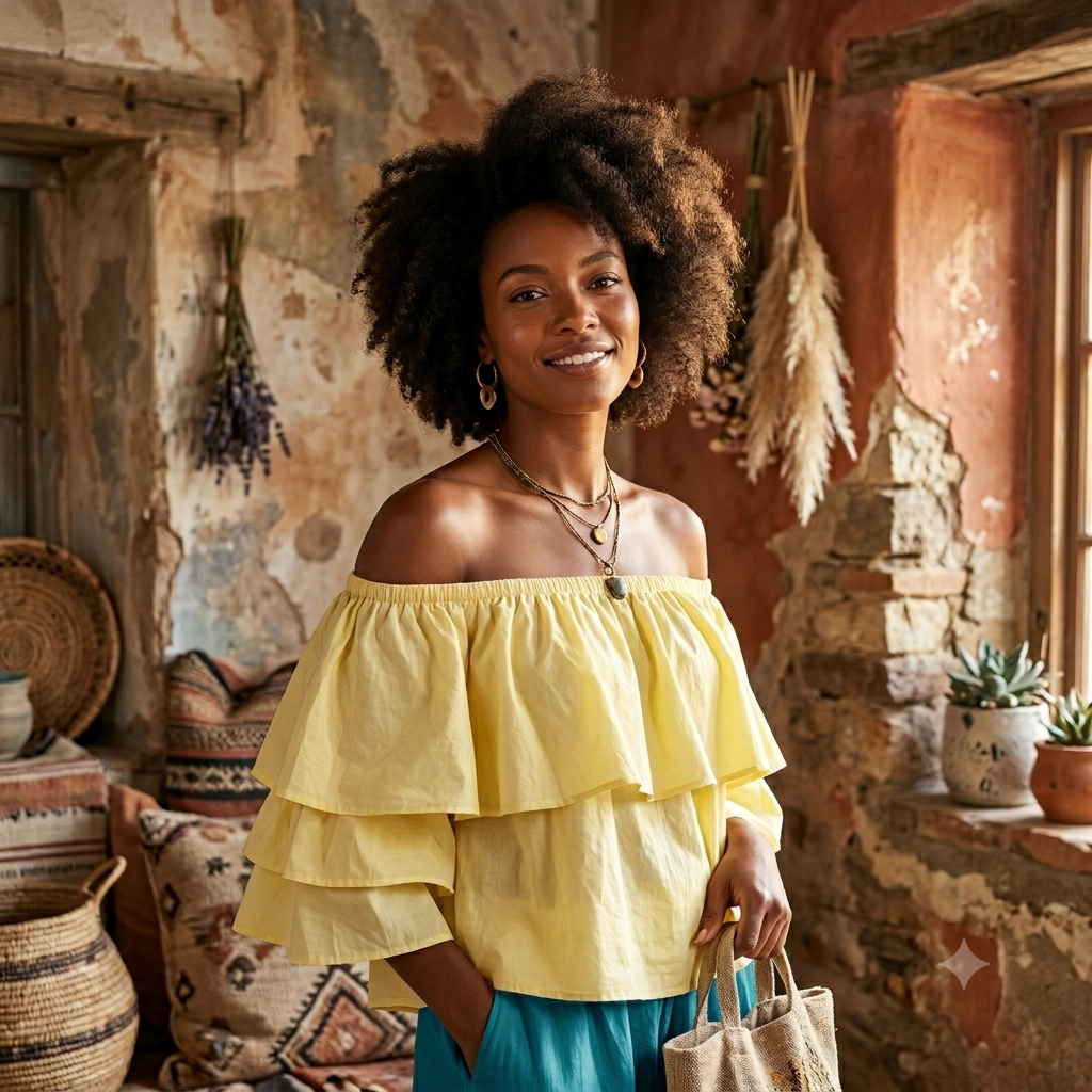 The Ultimate Boho Ruffle Off-Shoulder Crop Top