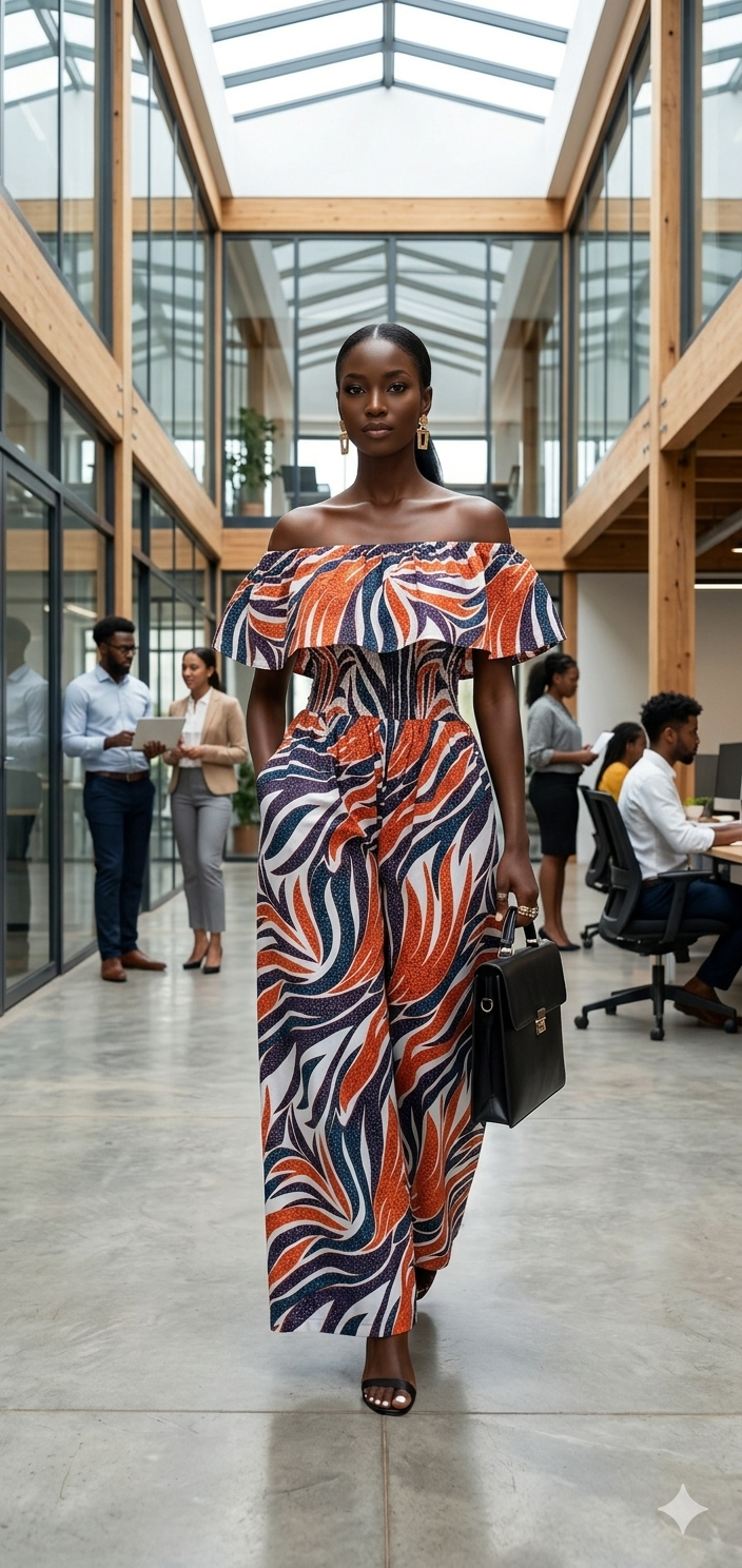 Minala African Ankara off shoulder Jumpsuit/ African Jumper with side pockets/Palazzo Jumpsuit/Fits  S-L.