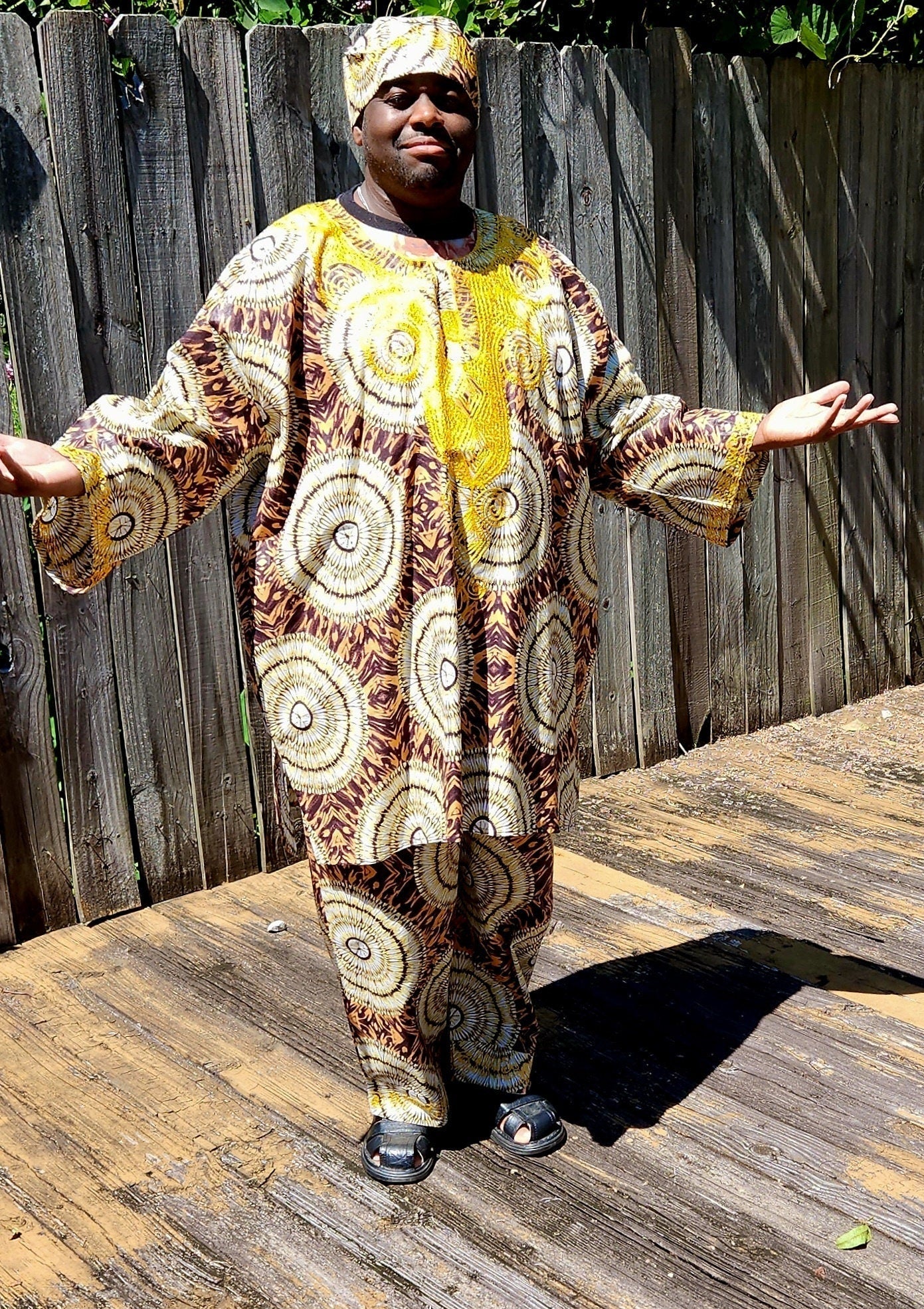 The Royal Heritage Embroidered 3-Piece Set – Jumbo Size (6XL) with Kufi 6XL/7XL/8XL/ African Man Suit.