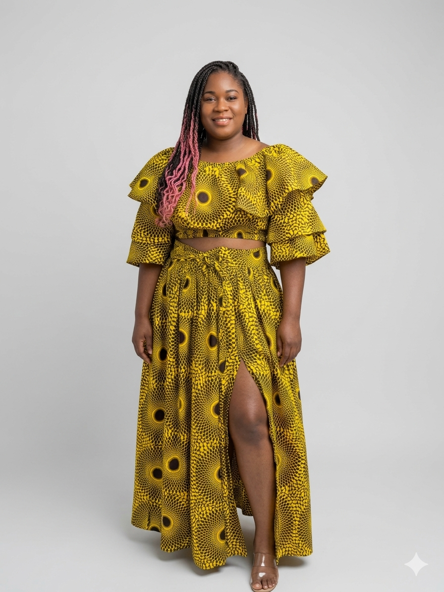 African Print Maxi Skirt with Crop Top Ankara Maxi Skirt.