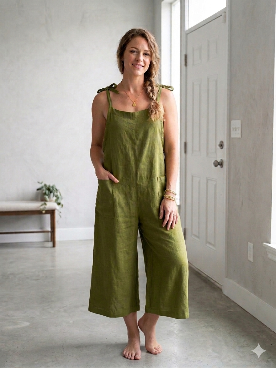 Linen Jumpsuit made in Italy, fits S-L.
