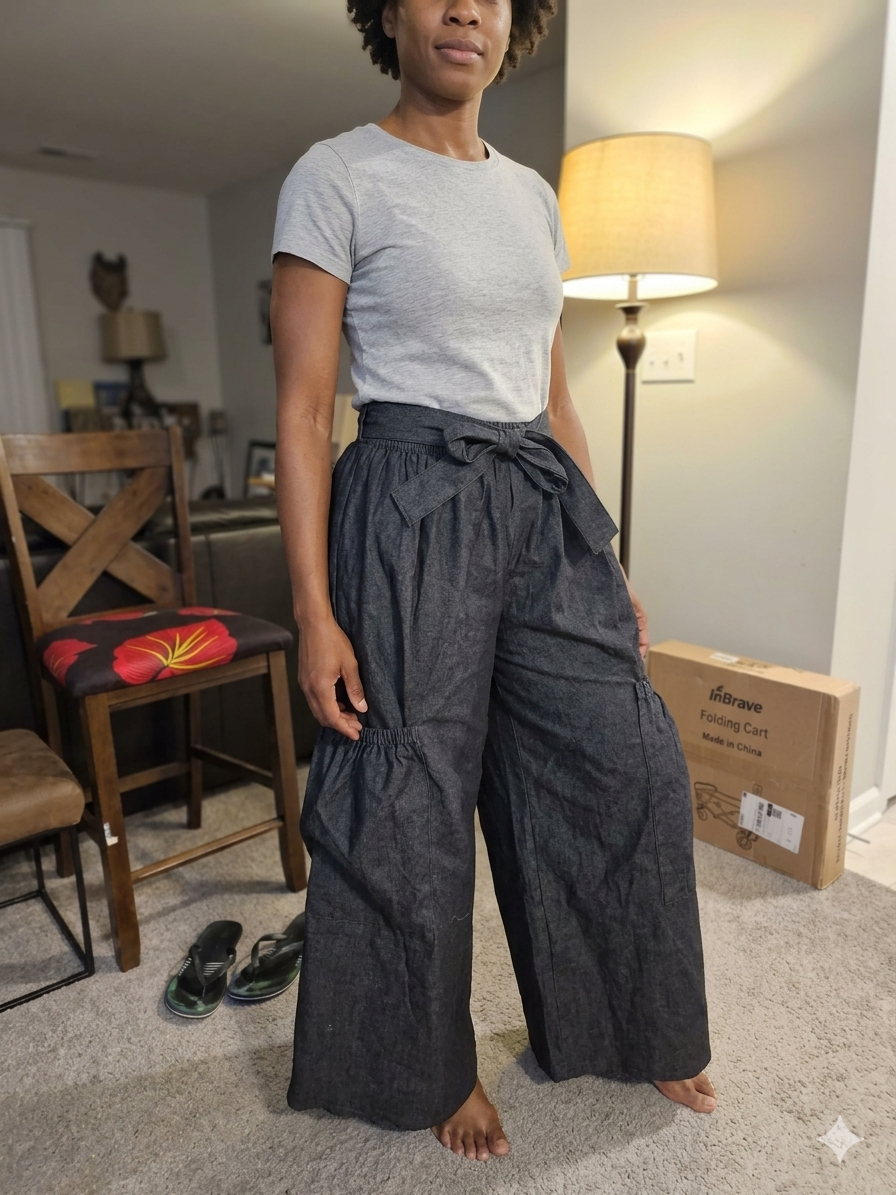 Forest Camouflage High-Waist Trousers with Elasticized Patch Pockets