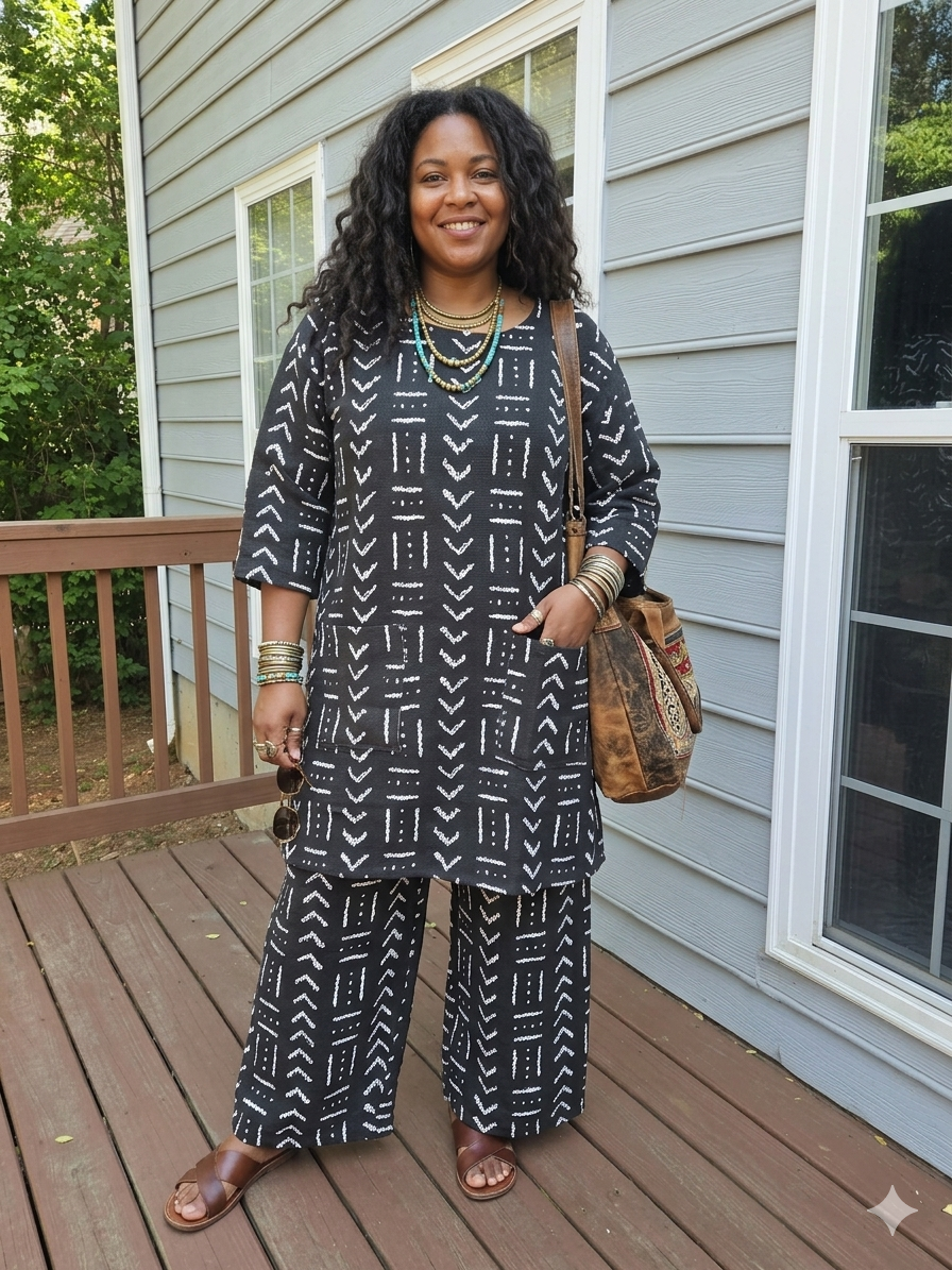 Artisan Inspired Mudcloth Print Pantset