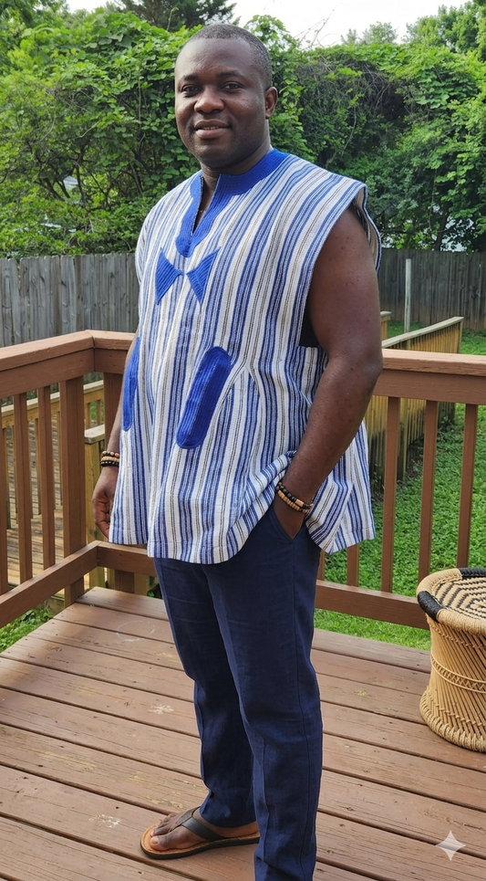 Ghana Men High Quality Woven Traditional Fugu Top/Batakari/Men Smock.