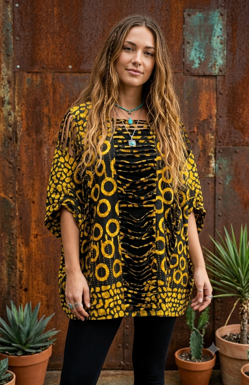 The Heritage Lattice-Cut Kaftan Tunic