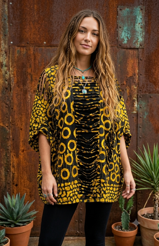 The Heritage Lattice-Cut Kaftan Tunic