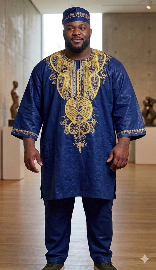 African Big & Tall 3pc with Kufi/Oversize Men Clothing/Jumbo King Size suit. Ethnic wear 6XL-8XL
