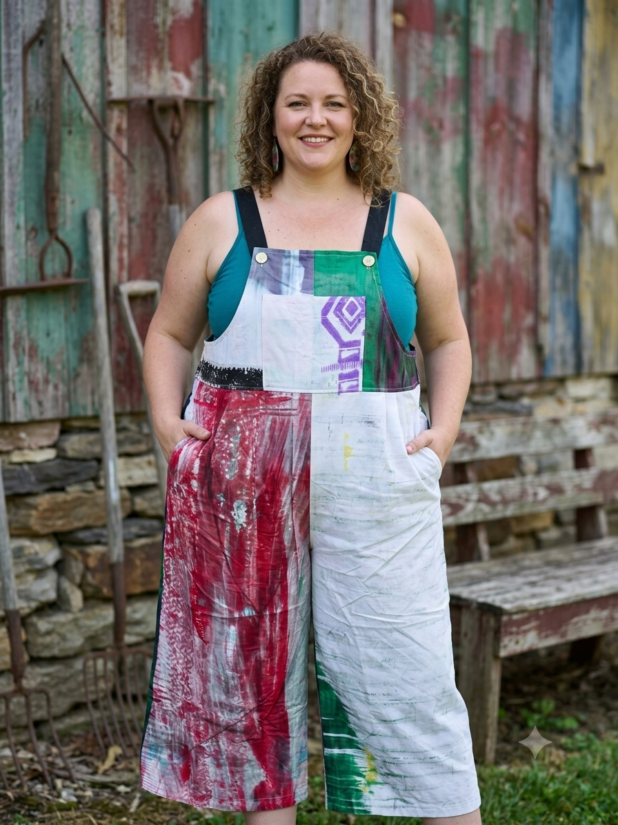 Plus Size Wide-Leg Jumpsuit with side button.