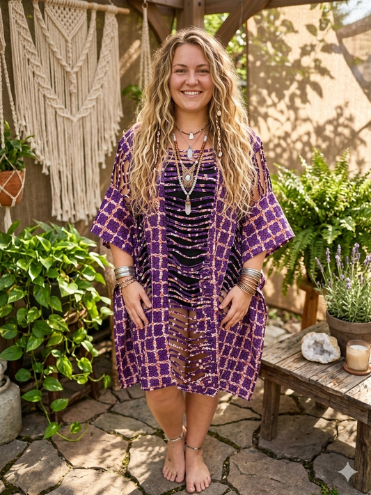The Heritage Lattice-Cut Kaftan Tunic