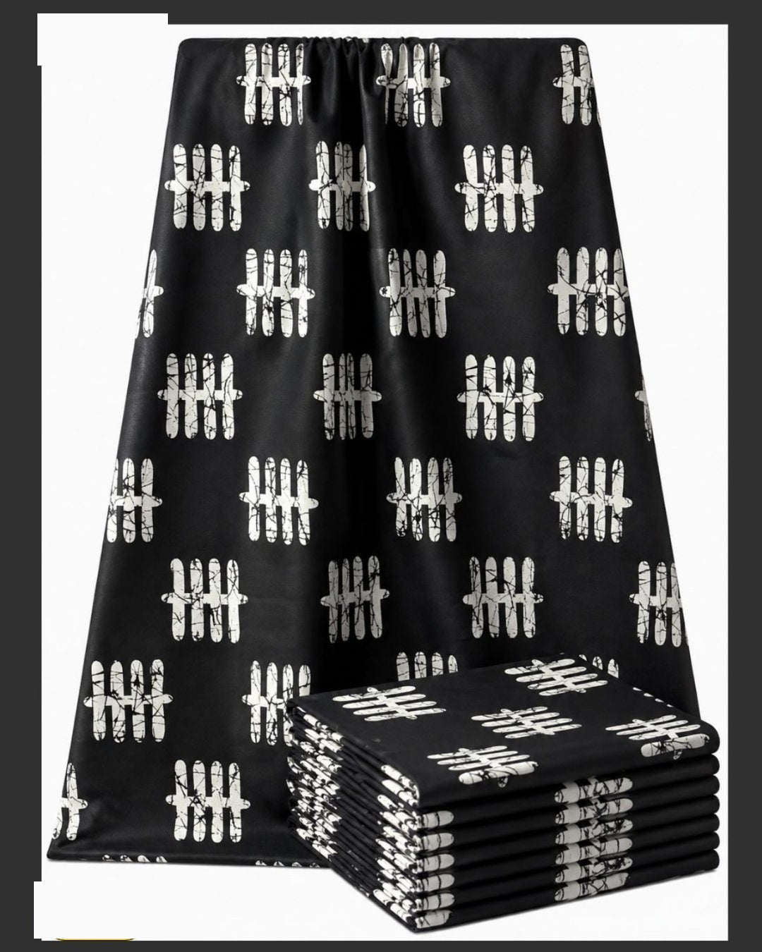 Black and White Block African Fabric, 100% cotton 6 yards.