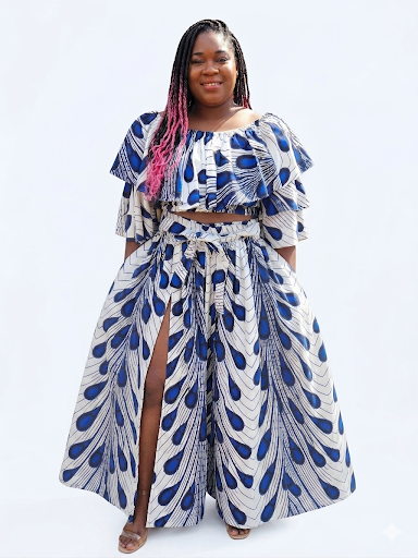 African Print Maxi Skirt with Crop Top Ankara Maxi Skirt.