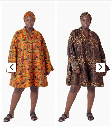 Big Button Authentic African Tunic Shirt Dress/Plus size Shirtdress.
