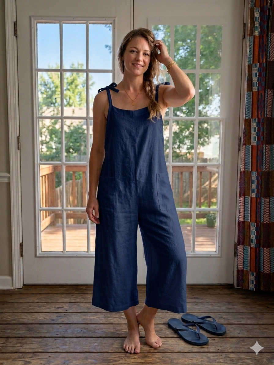 Linen Jumpsuit made in Italy, fits S-L.