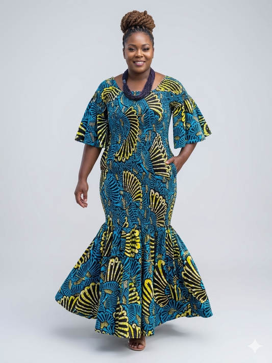 Fishtail Elastic Mermaid Maxi Ankara African Dress/African Formal Wear/Women Dress Regular Size M-XL