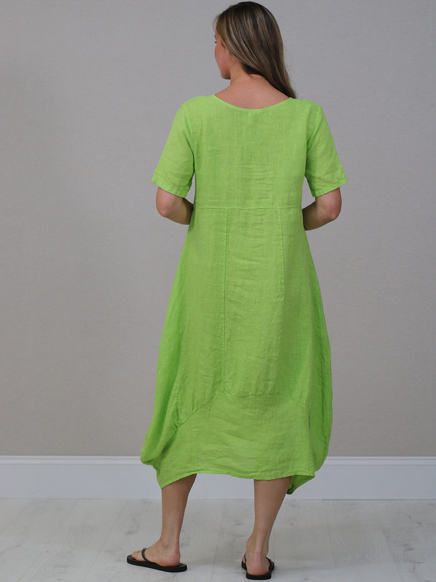 Minala Women Italian Quirky Linen Hem Parachute Plain Dress.